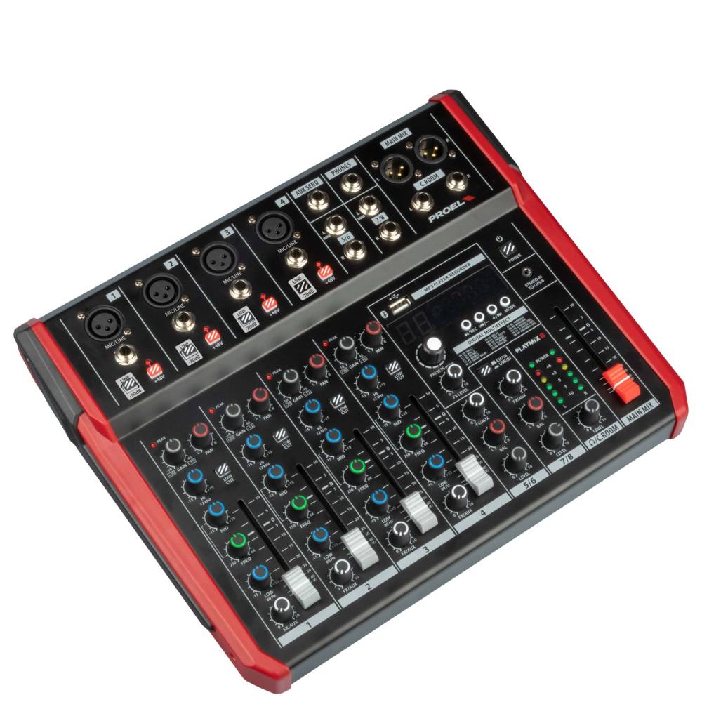 Proel PLAYMIX8 8-Channel PA Mixer with DFX USB Player and BT