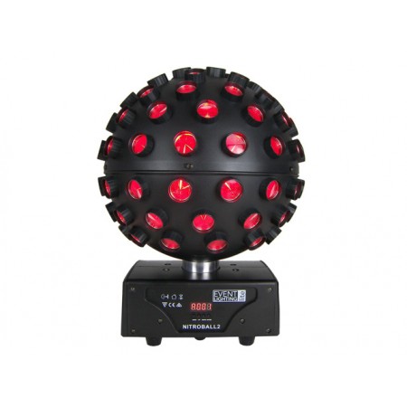 Event Lighting Lite NITROBALL2 LED Rotating Ball 5 x 15W HEX (6-in-1) RGBWAUV LED - Mirror Ball effect
