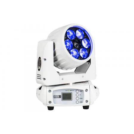 LM6X15W - Mini Moving Head Zoom Wash - 6 x 15W RGBW, 6-60° motorised zoom - (WHITE CHASSIS)