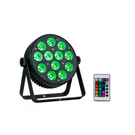 PAR12X8L - Par 12 x 8W RGBW, Aluminium Fanless Housing, IEC in and out, IR Remote Included