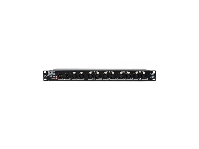 SPLIT124 - 1 In and 4 Out and 1 Through - Optical DMX splitter, both 5 and 3 pin XLR on all I/O, rack mountable